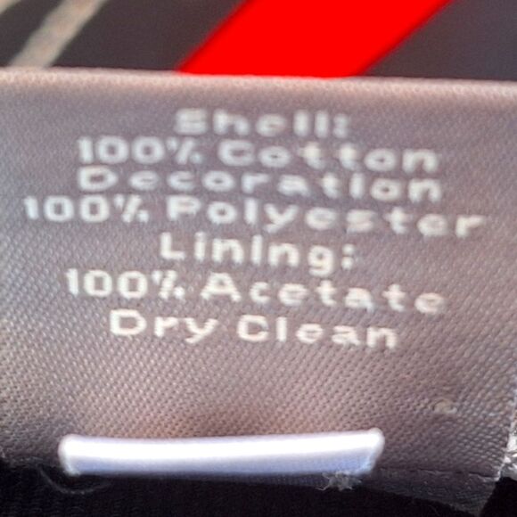 Ann Taylor Geometric Embroidered Pencil Skirt sz 10 Edgy Career Black Red White - Picture 8 of 12